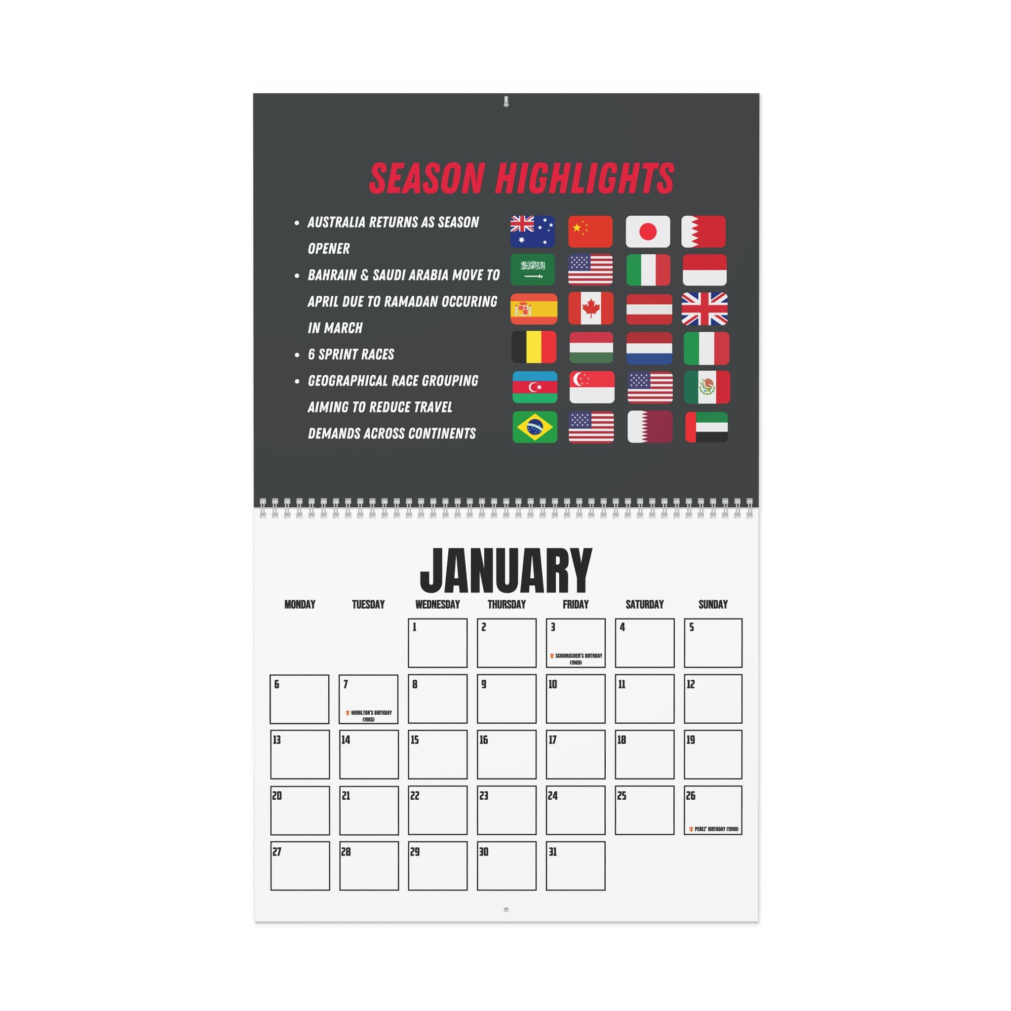 Formula Fanatics 2025 Race Schedule Wall Calendars