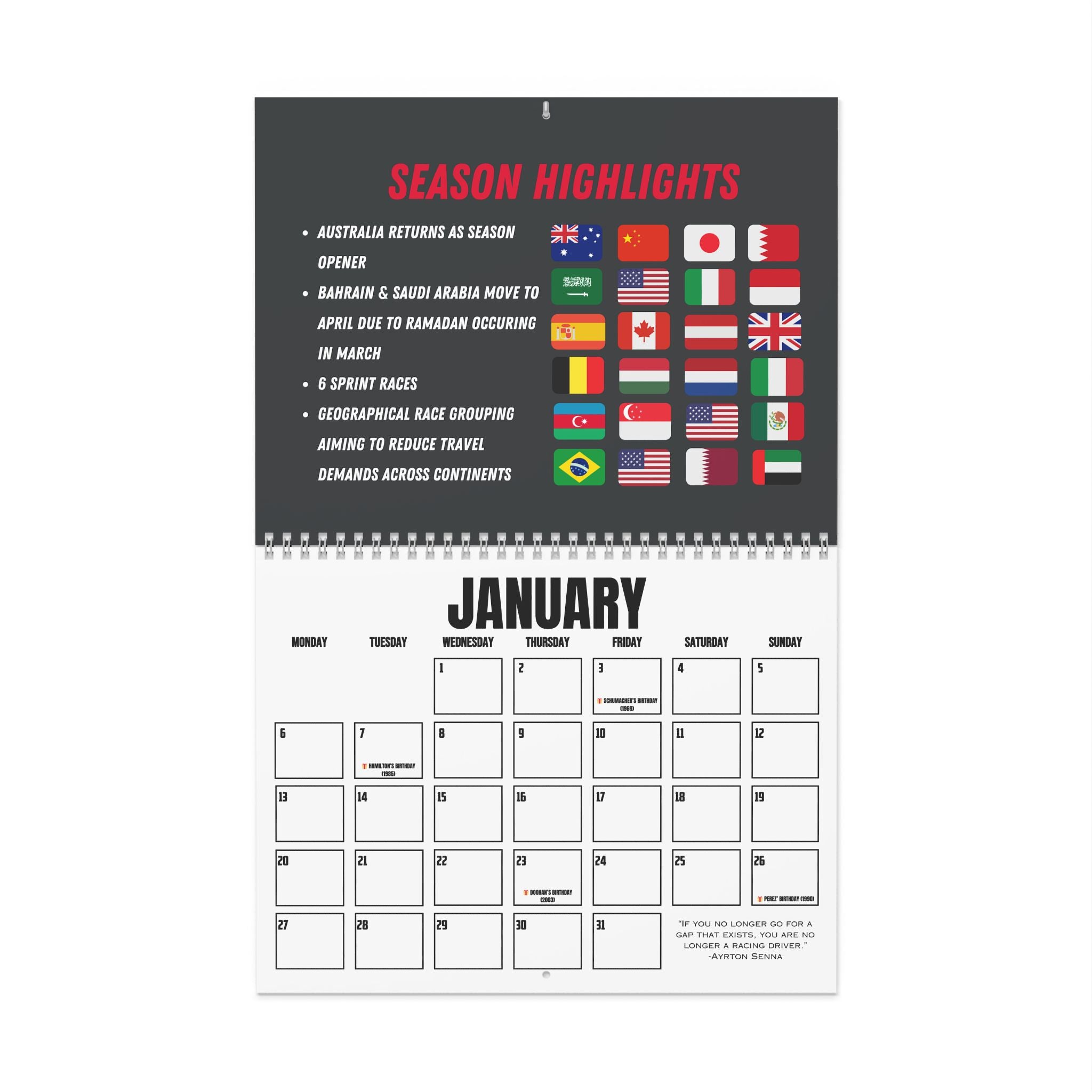 Formula Fanatics 2025 Race Schedule Wall Calendars