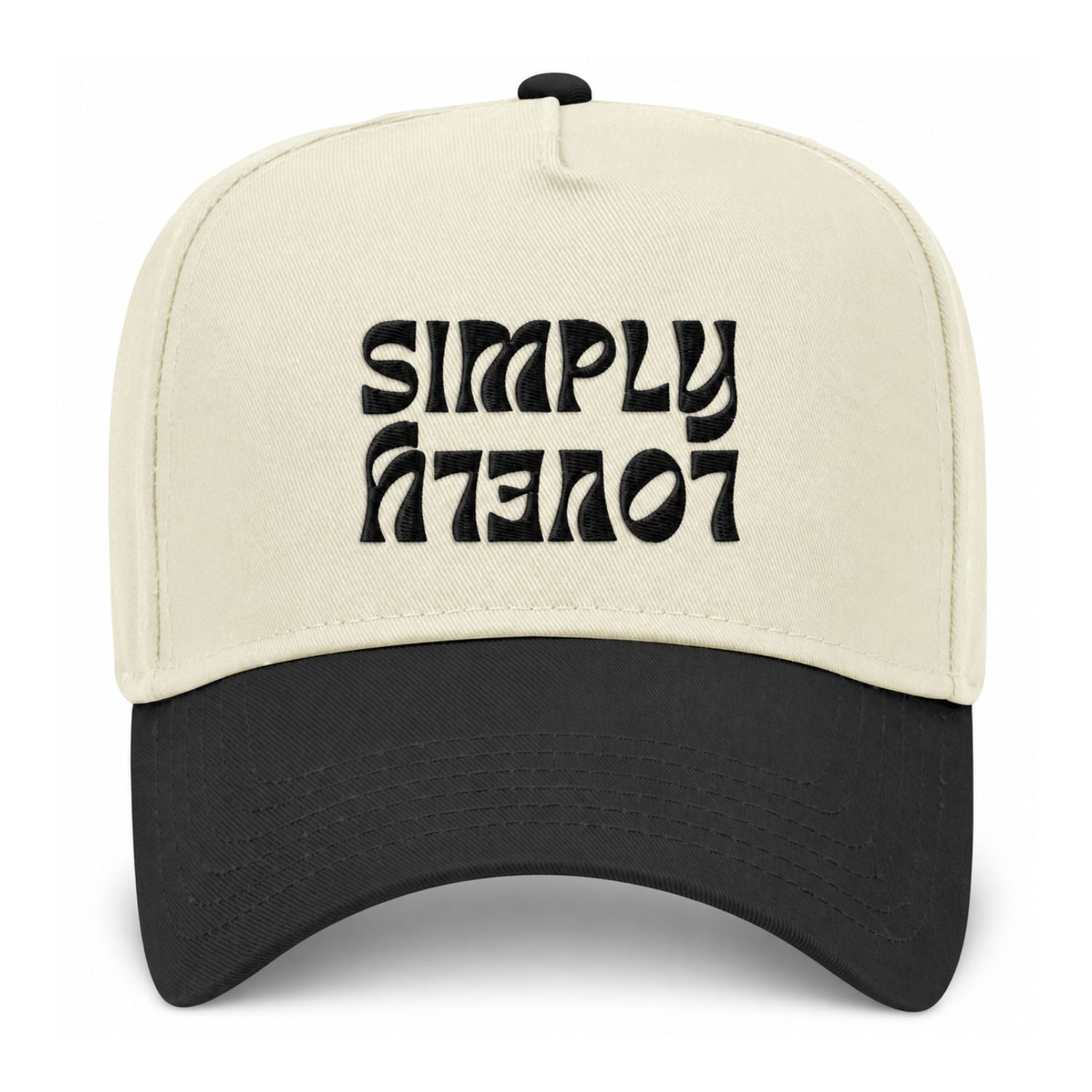Simply Lovely Flipped Embroidered Snapback Hat - Natural/Black