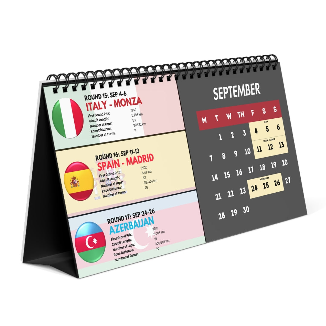 2026 Formula Fanatics Stat Tracker + Desktop Calendar