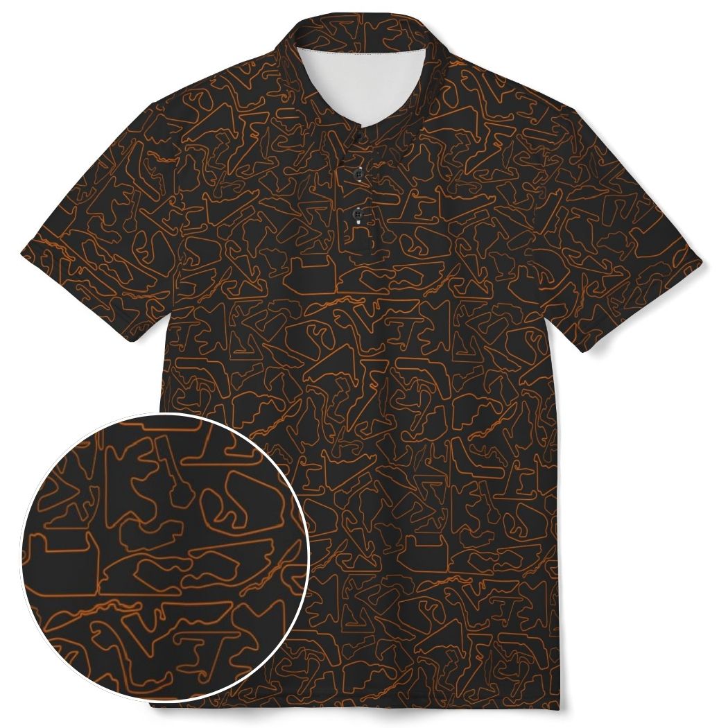 Tracks & Tees Polo Shirt | Orange & Black