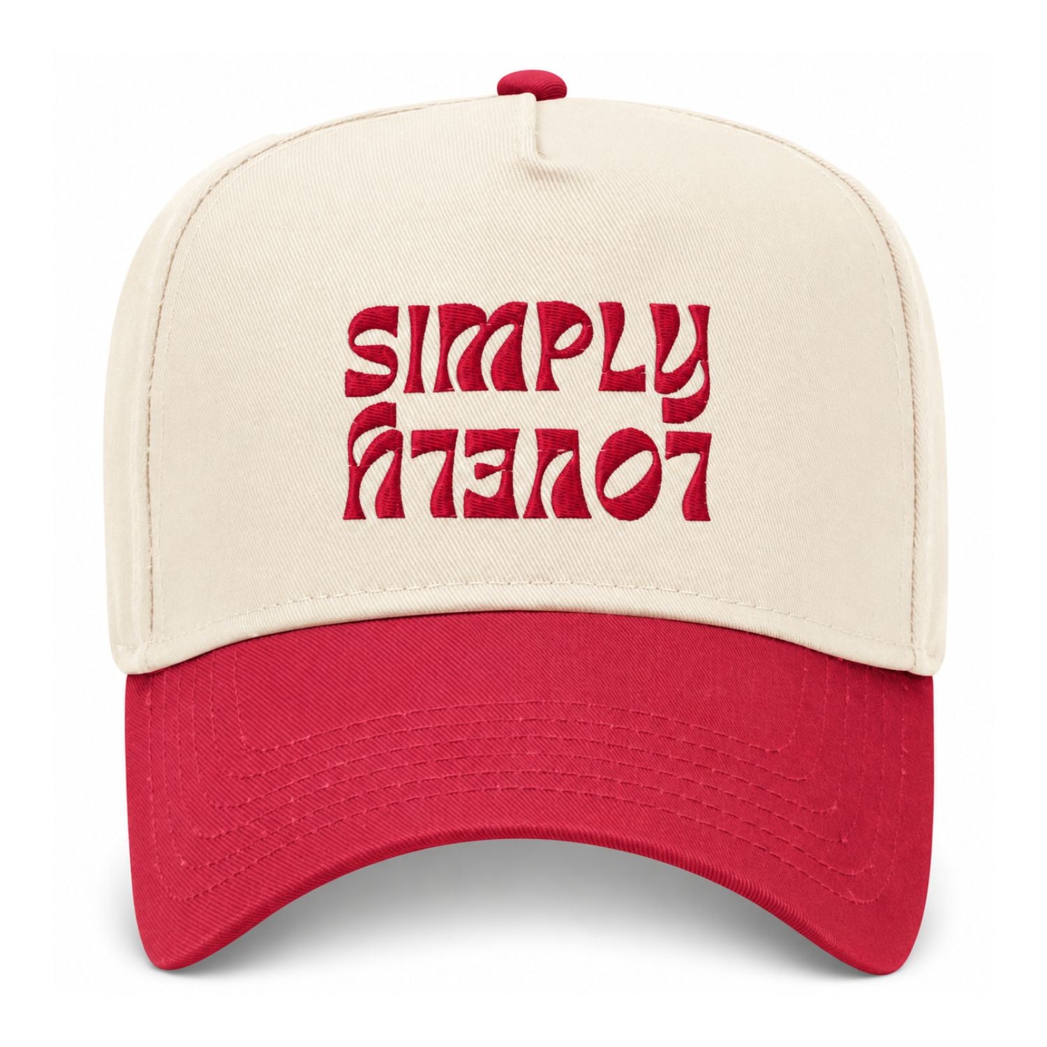 Simply Lovely Flipped Embroidered Snapback Hat - Red
