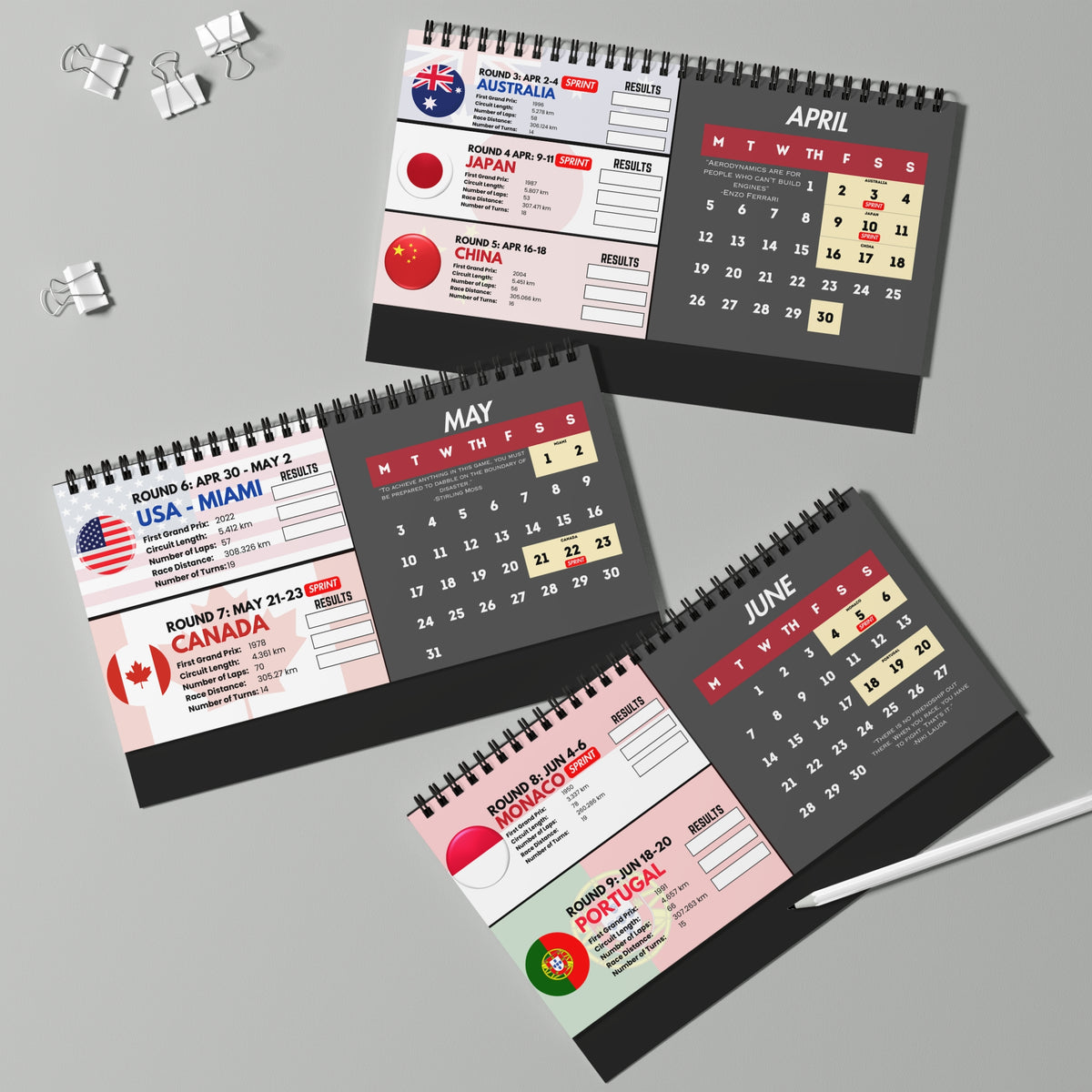 2027 Formula Fanatics Desktop Race Calendar - UK
