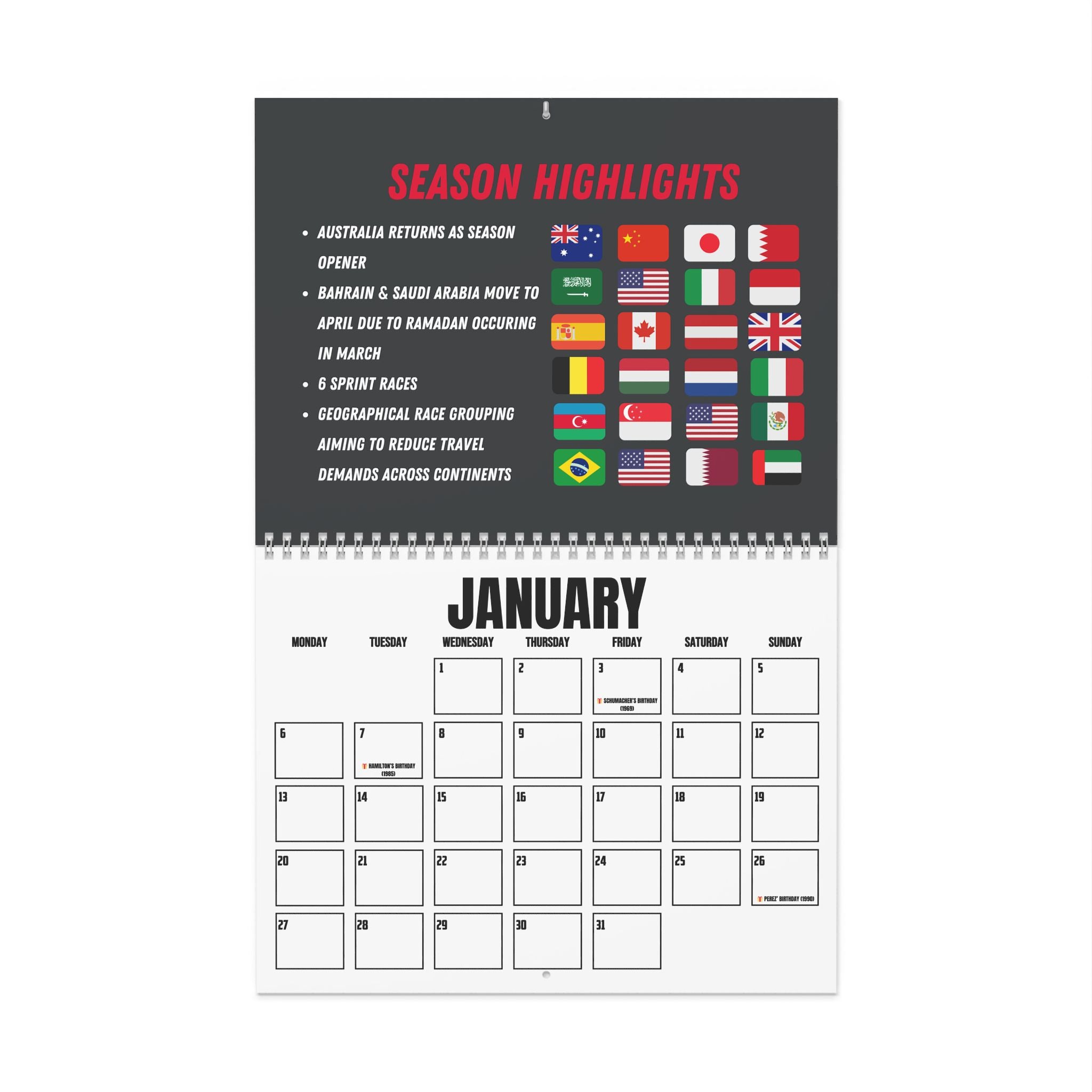 Formula Fanatics 2025 Race Schedule Wall Calendars