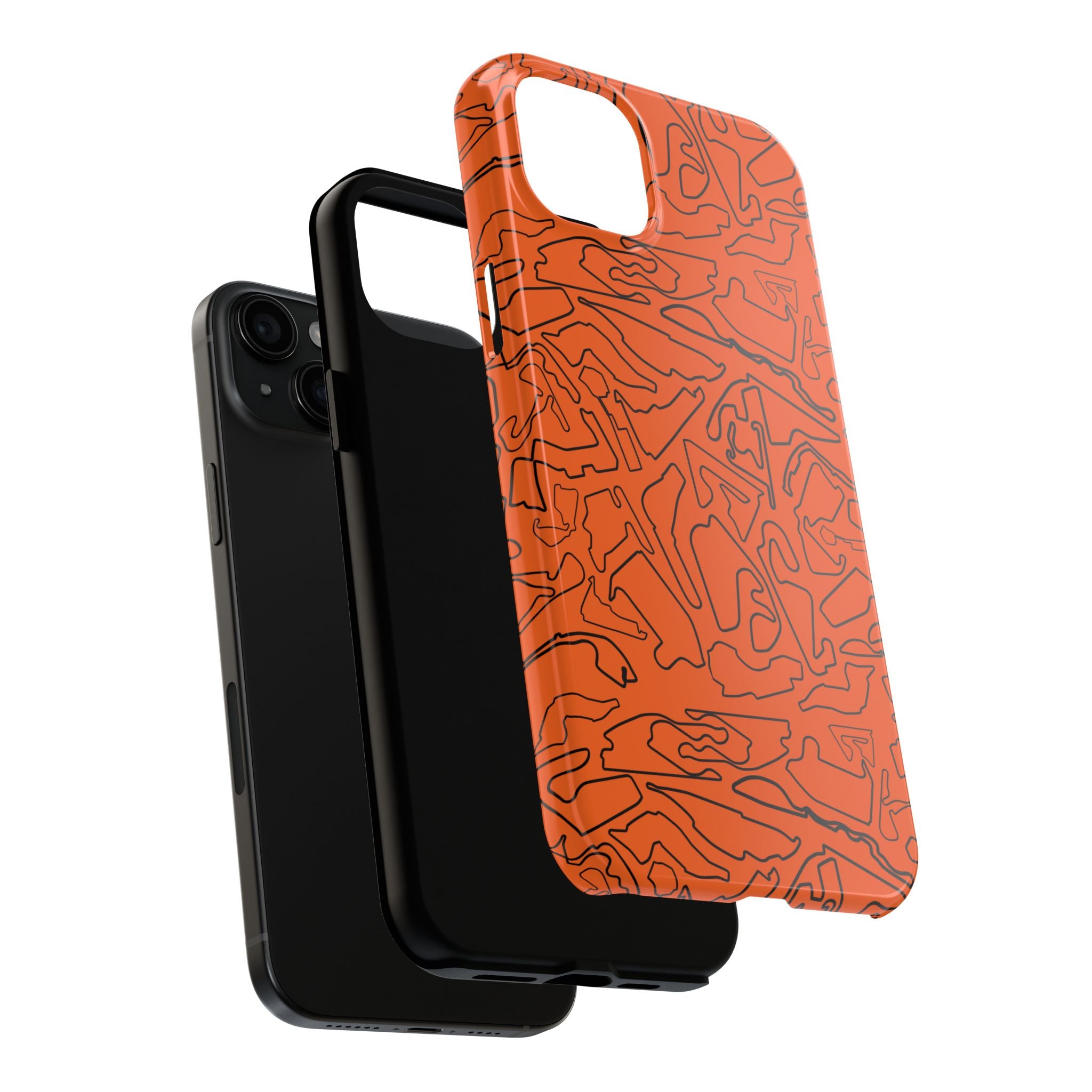 Tracks & Texts | Orange & Black | Phone Case for Tough Protection