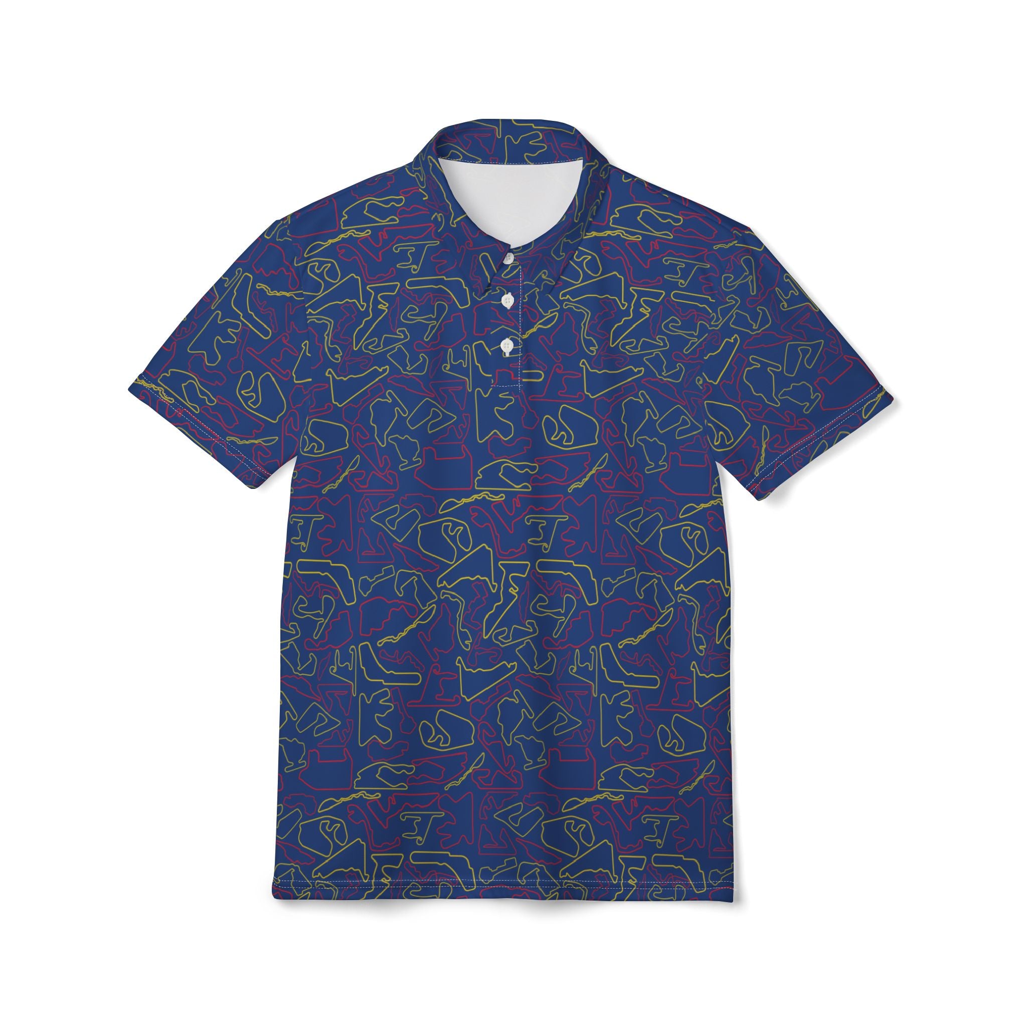 Tracks & Tees Polo Shirt | Blue, Red & Yellow