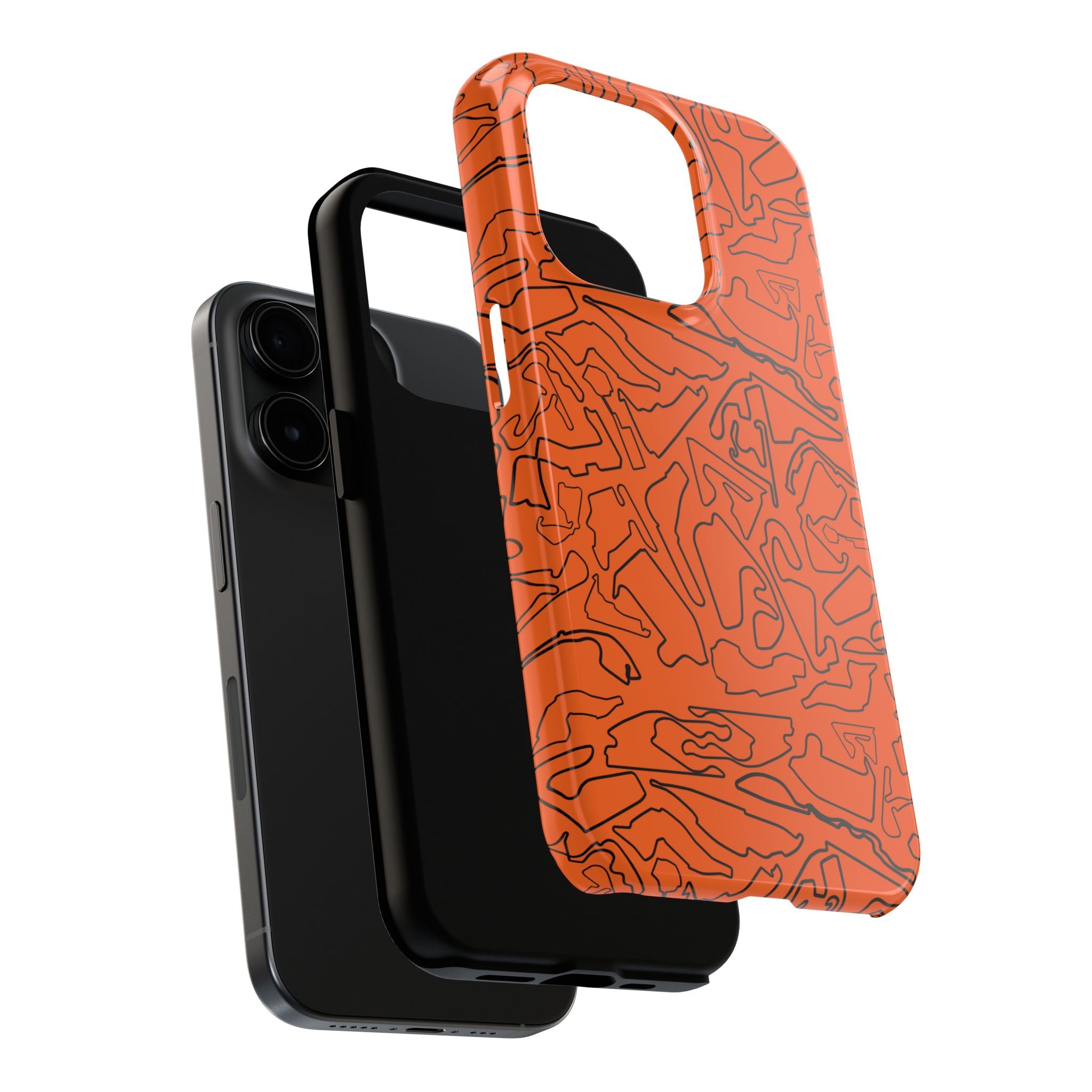 Tracks & Texts | Orange & Black | Phone Case for Tough Protection