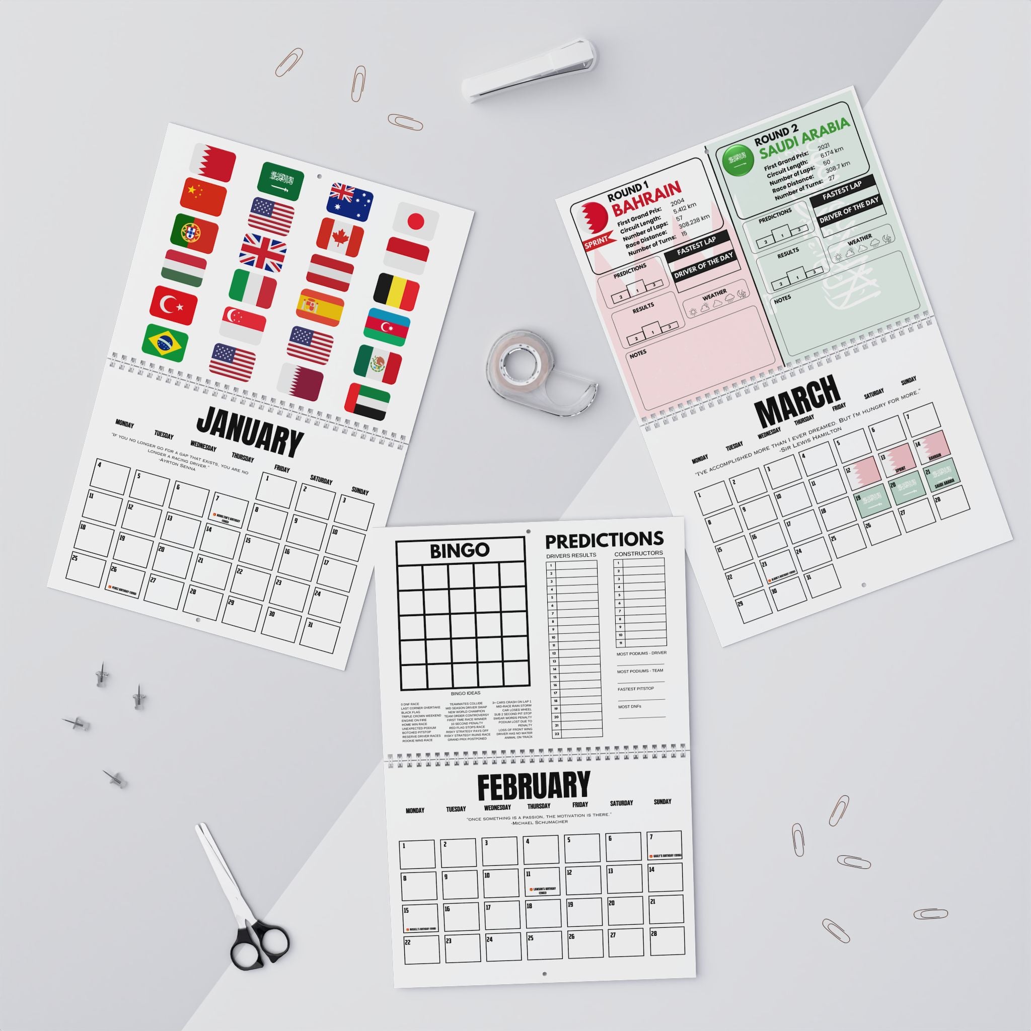 2027 Formula Fanatics Race Schedule | Wall Calendars