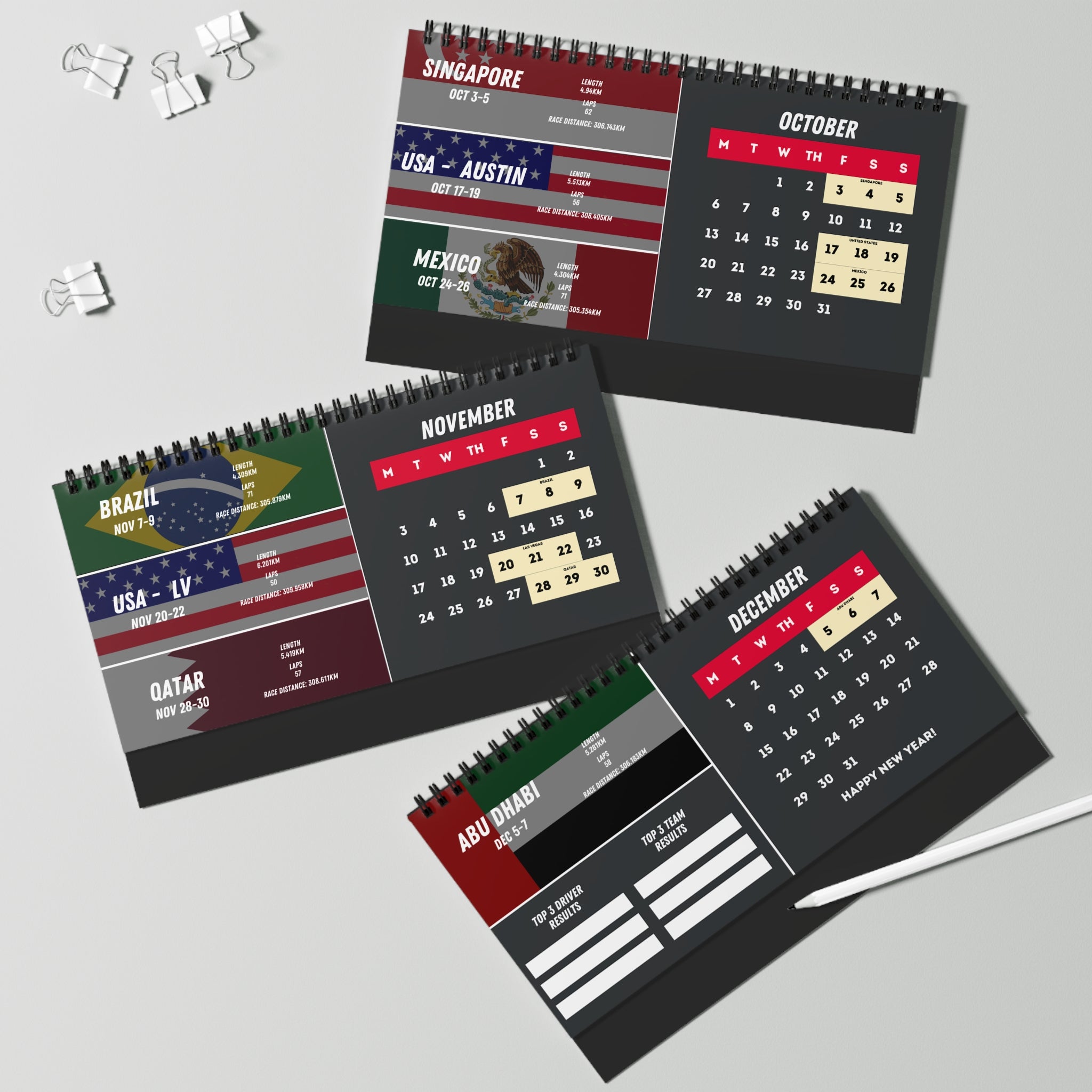 2025 Race Schedule Desk Calendar - US/CA