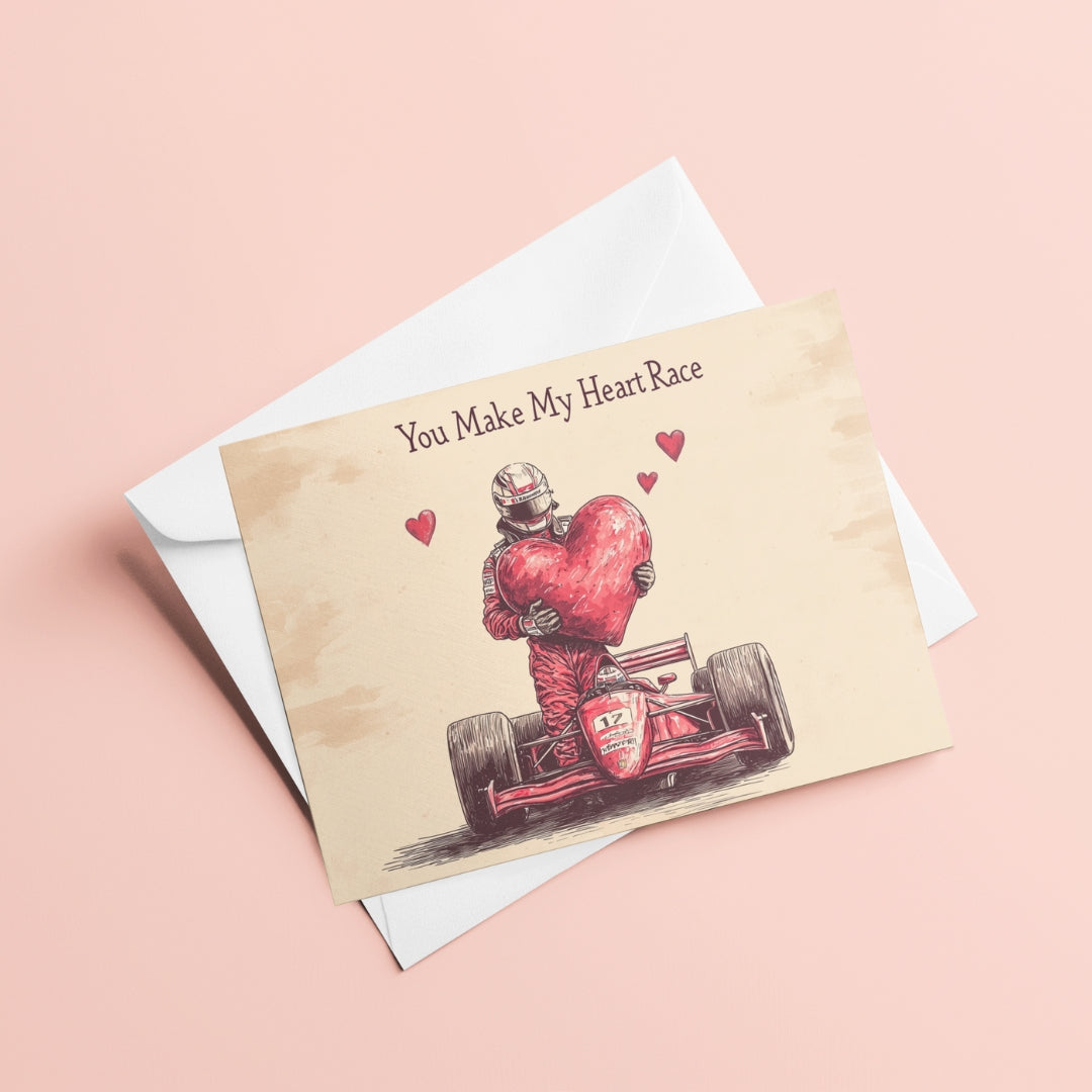 You Make My Heart Race | Greeting Card | FormulaFanatics