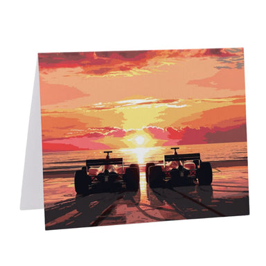 Sunset Finish Line Greeting Card - FormulaFanatics