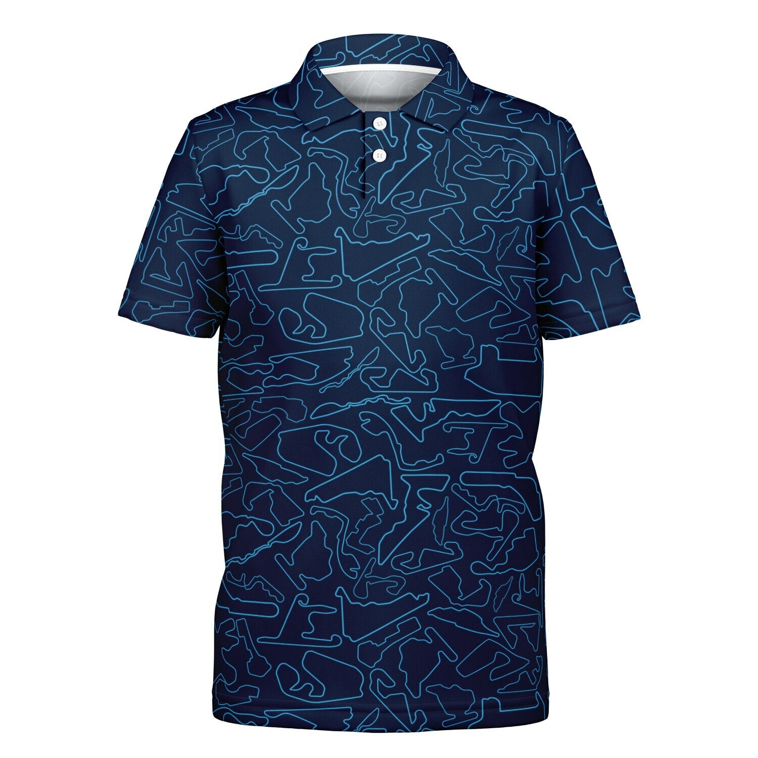 Track Outlines Blue & Navy Kids Polo Shirt