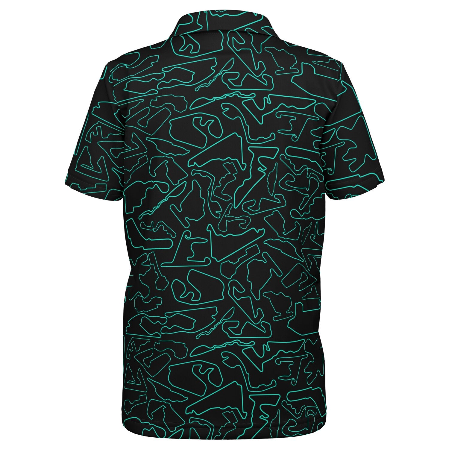 Track Outlines Teal & Black Kids Polo Shirt