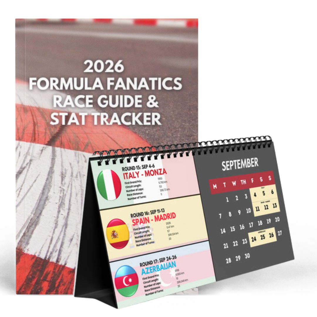 2026 Formula Fanatics Stat Tracker + Desktop Calendar