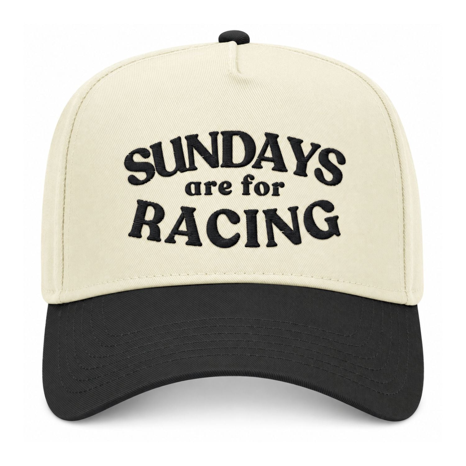 Sundays Are For Racing Embroidered Snapback - Black/Natural