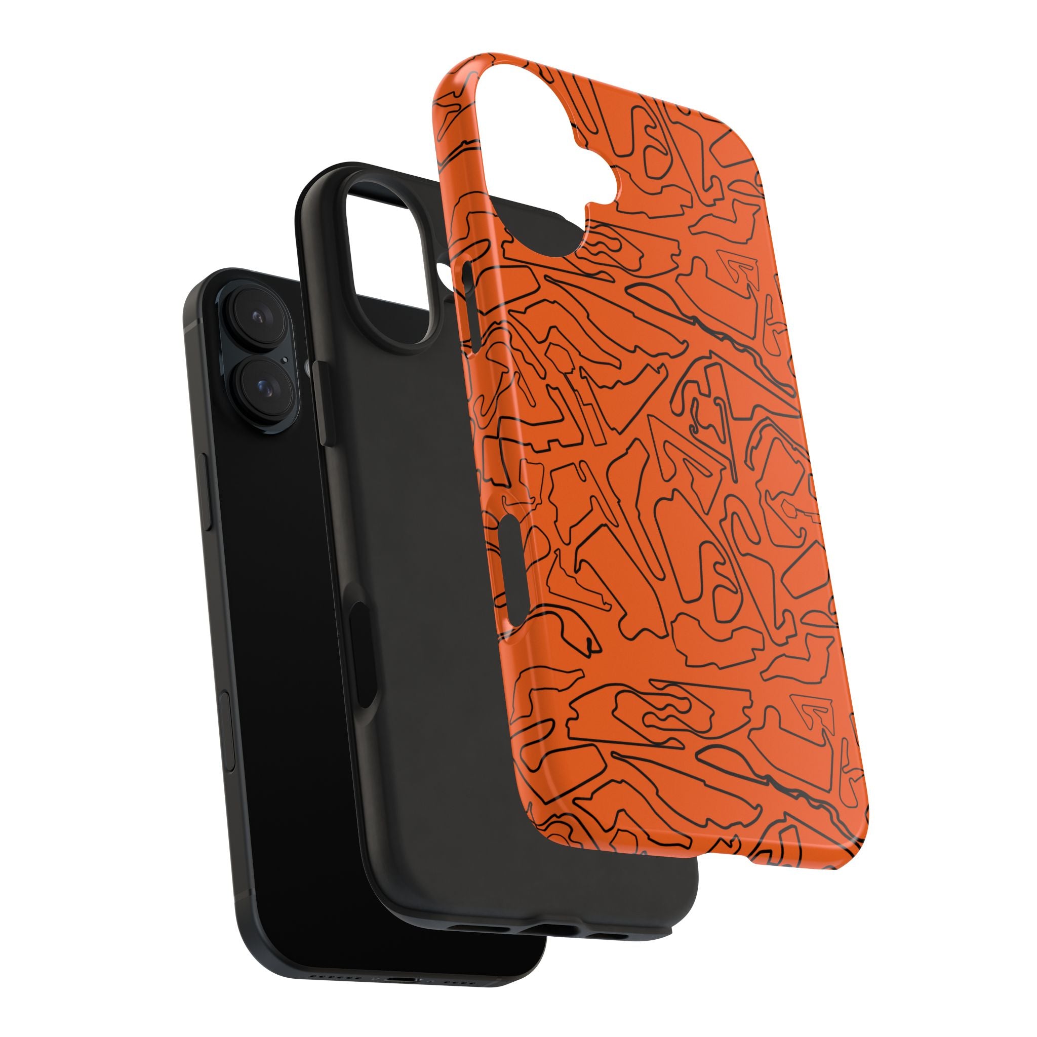Tracks & Texts | Orange & Black | Phone Case for Tough Protection
