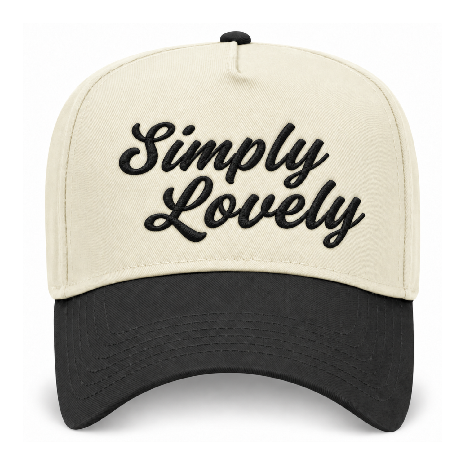 Simply Lovely Script Embroidered Snapback Hat - Black/Natural