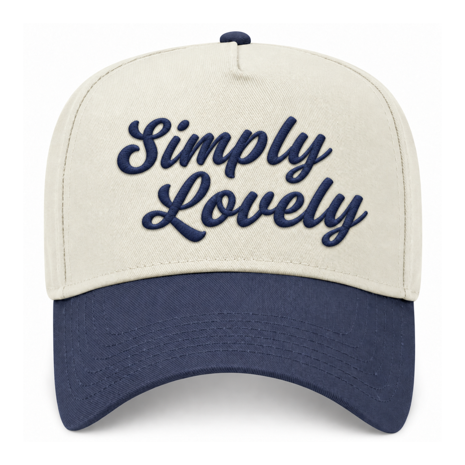 Simply Lovely Script Embroidered Snapback Hat - Navy