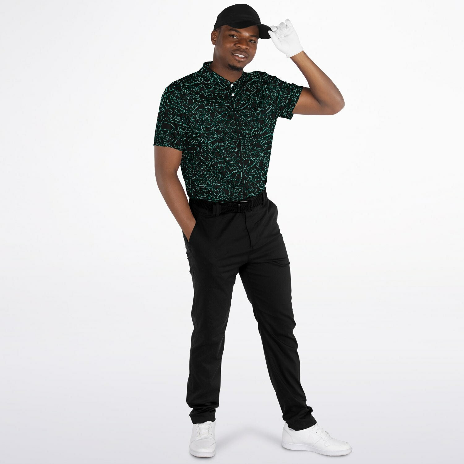 Circuits Classic Men's Polo T-Shirt - Teal and Black