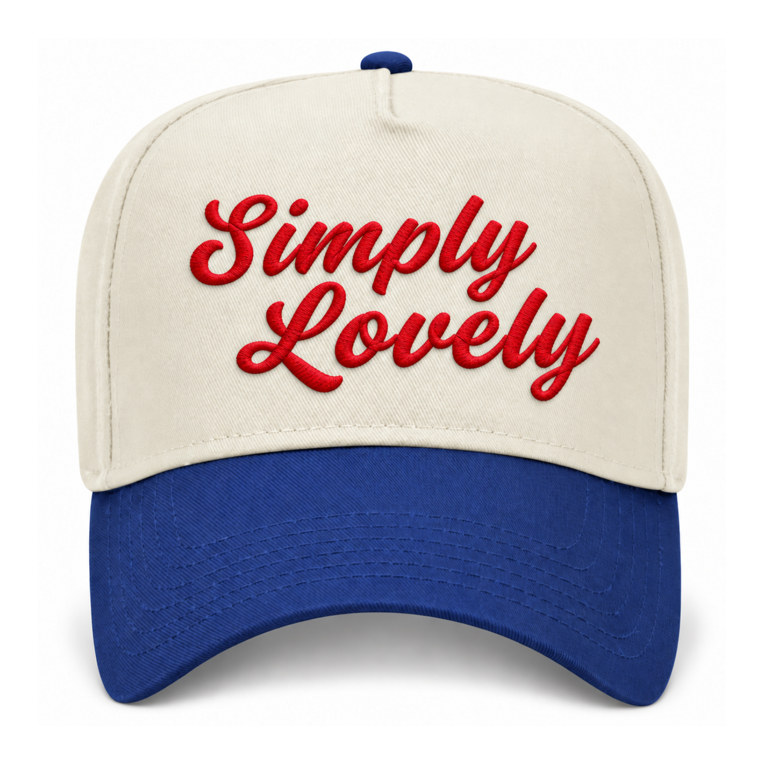 Simply Lovely Script Embroidered Snapback - Red/Navy