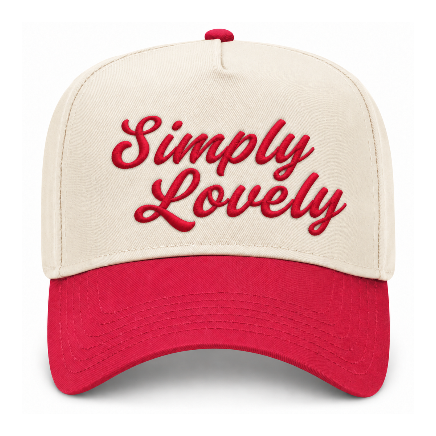 Simply Lovely Script Embroidered Snapback Hat - Red