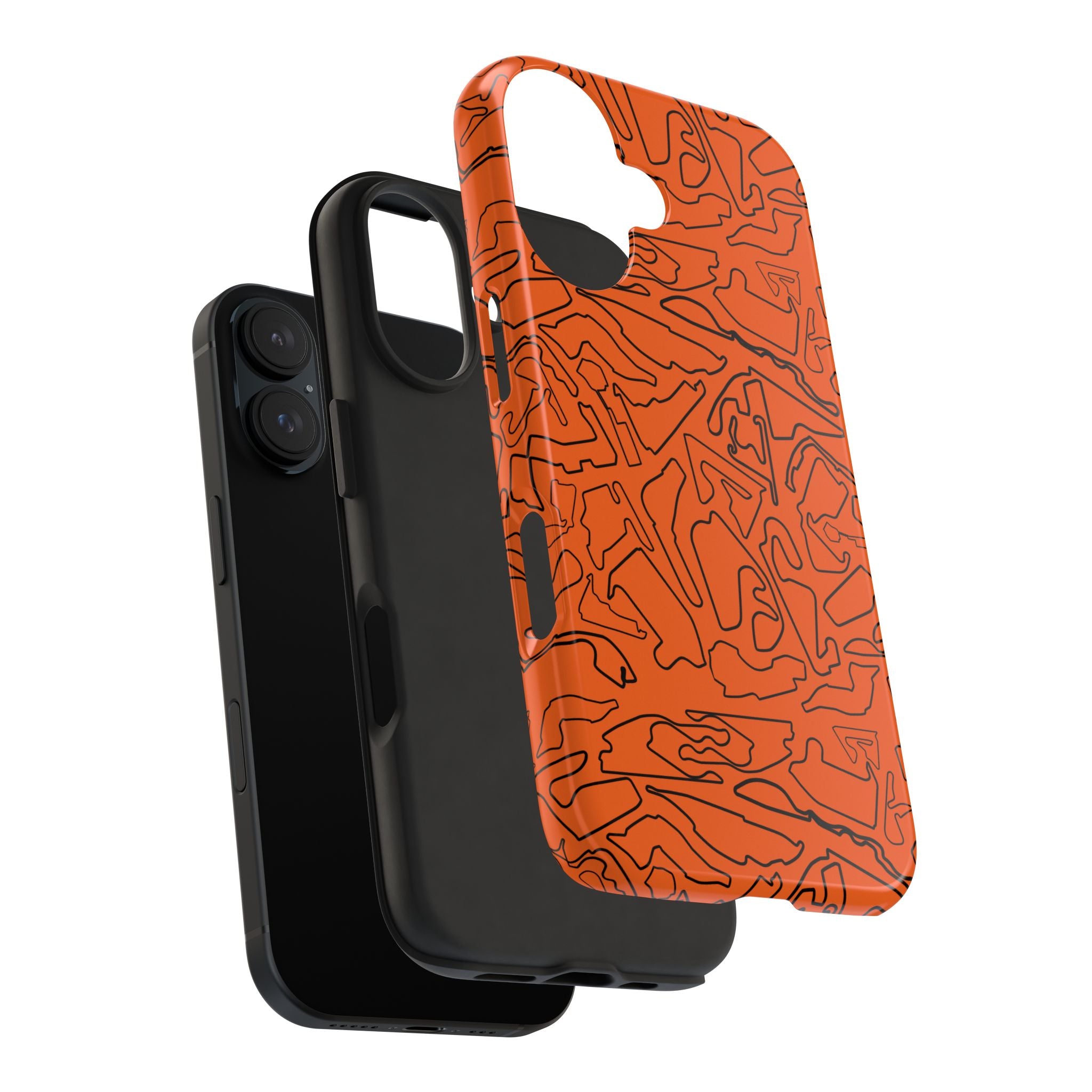 Tracks & Texts | Orange & Black | Phone Case for Tough Protection
