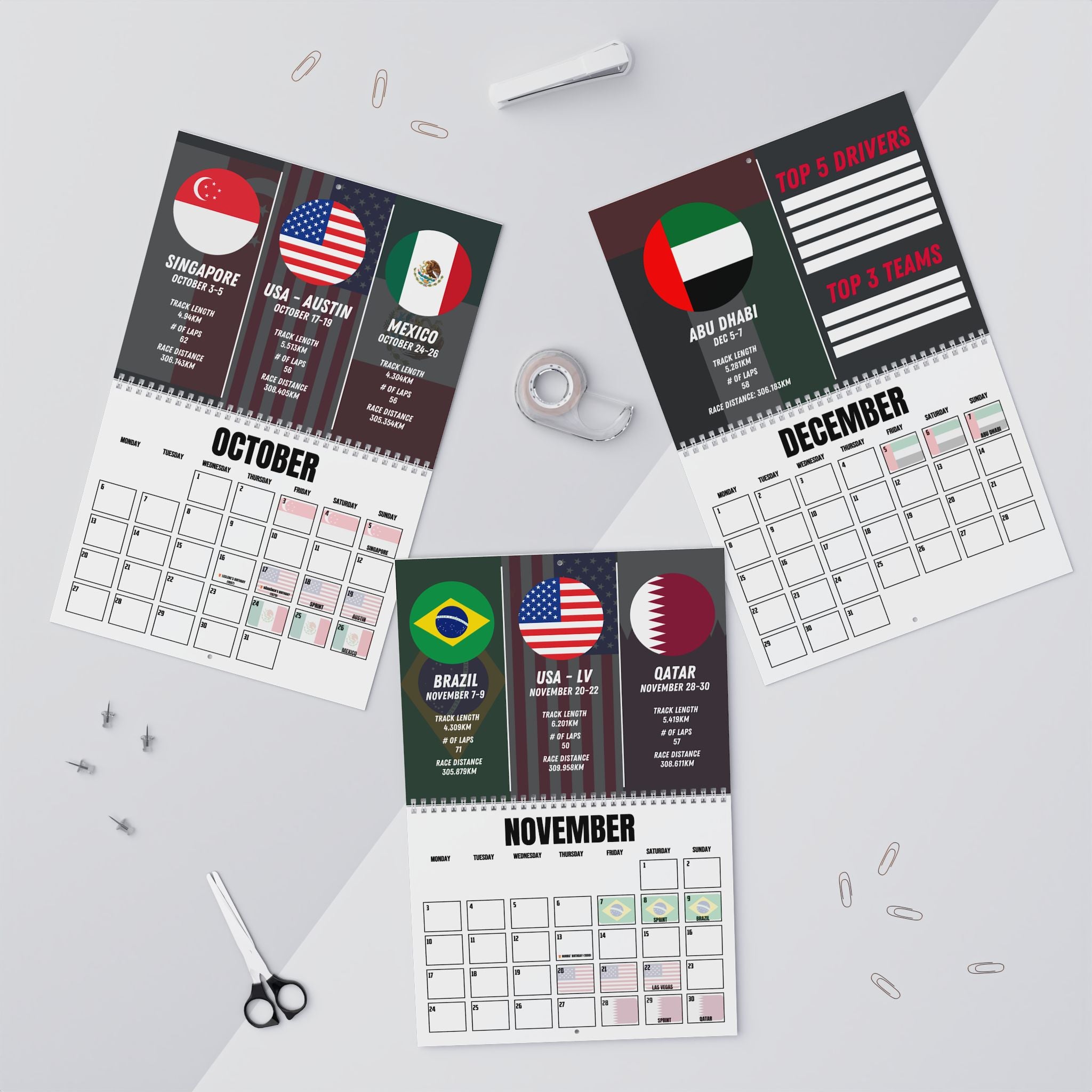 Formula Fanatics 2025 Race Schedule Wall Calendars