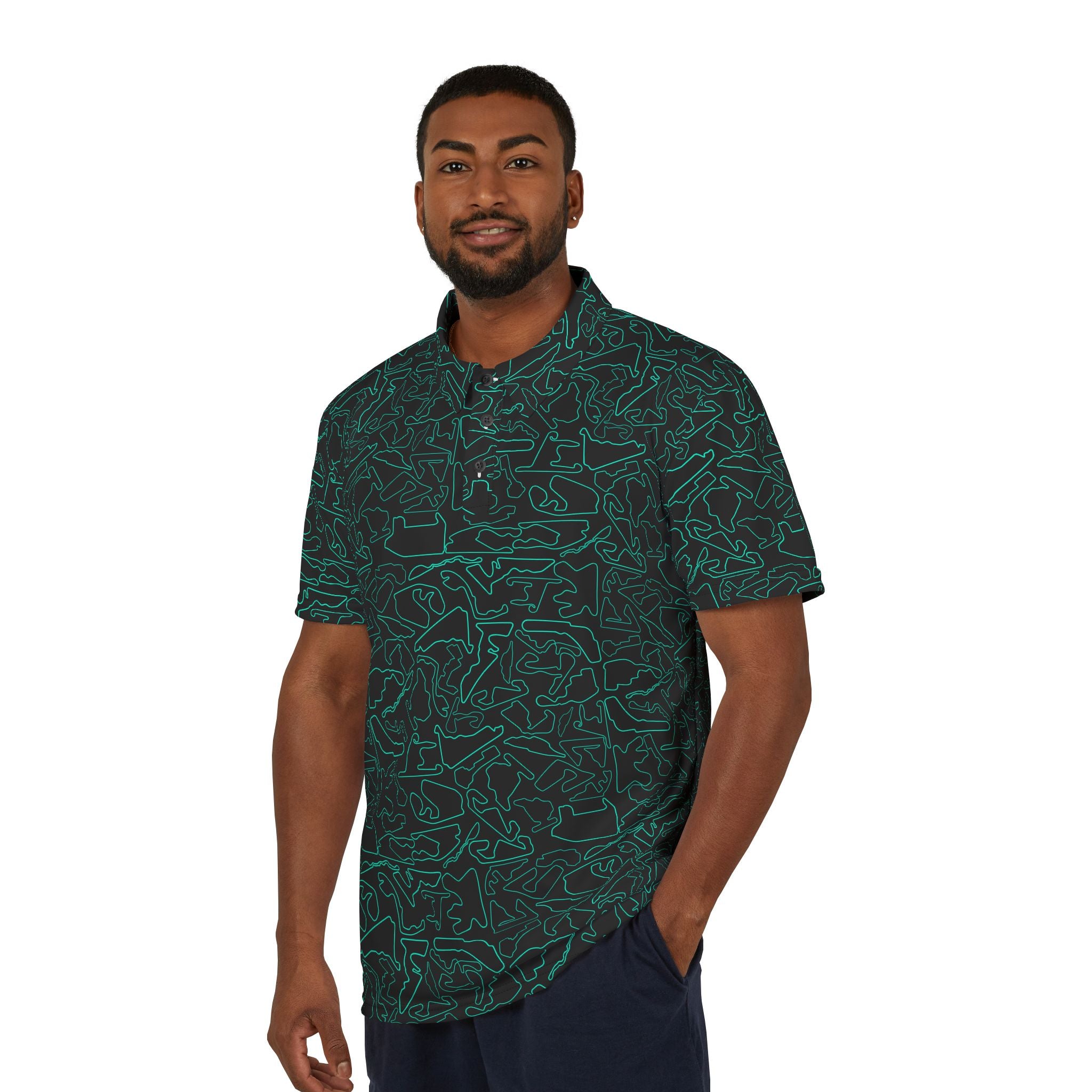 Tracks & Tees Polo Shirt | Teal & Black