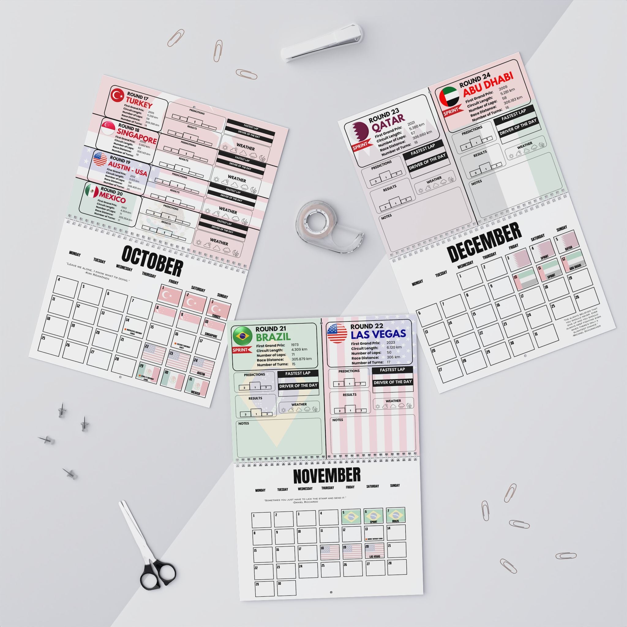 2027 Formula Fanatics Race Schedule | Wall Calendars