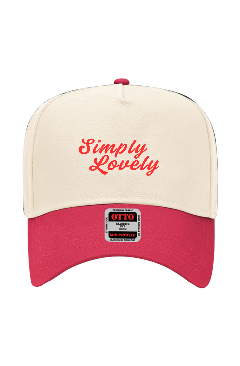 Simply Lovely Script Red Embroidered Baseball Cap