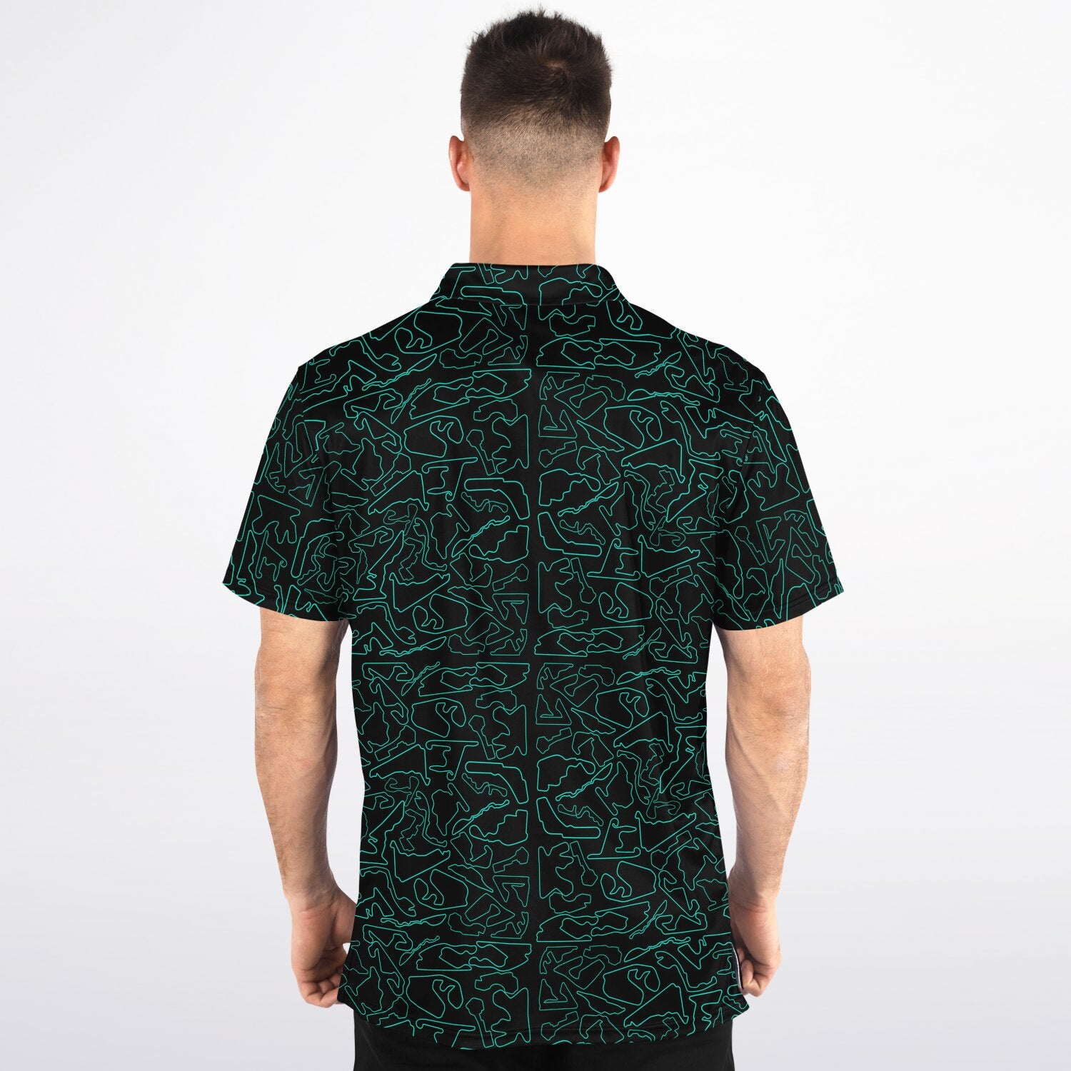 Circuits Classic Men's Polo T-Shirt - Teal and Black