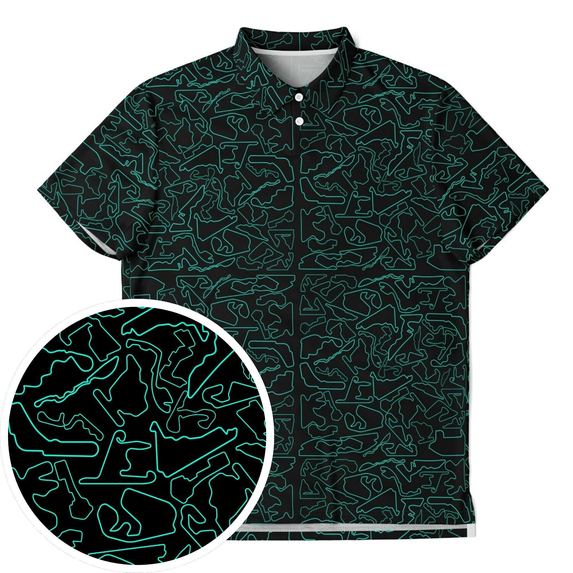 Circuits Classic Men's Polo T-Shirt - Teal and Black