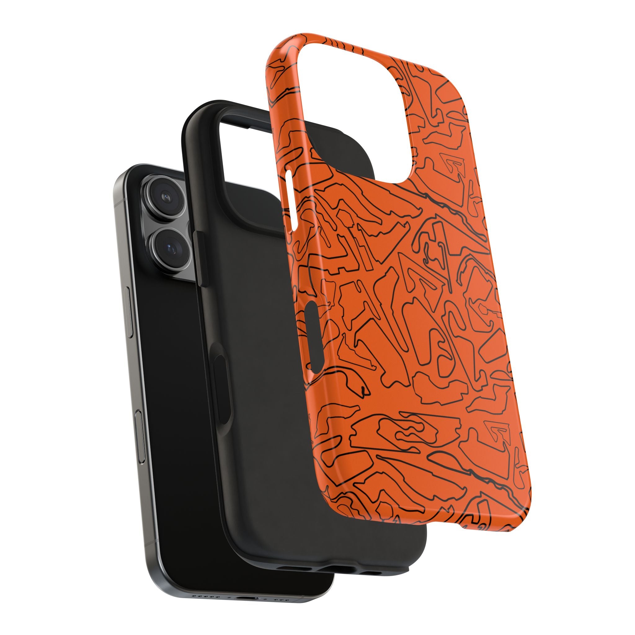 Tracks & Texts | Orange & Black | Phone Case for Tough Protection