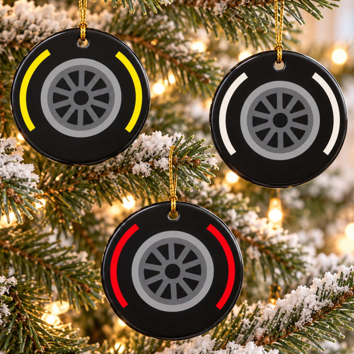 Racing Tyre Compound Ceramic Tree Ornament