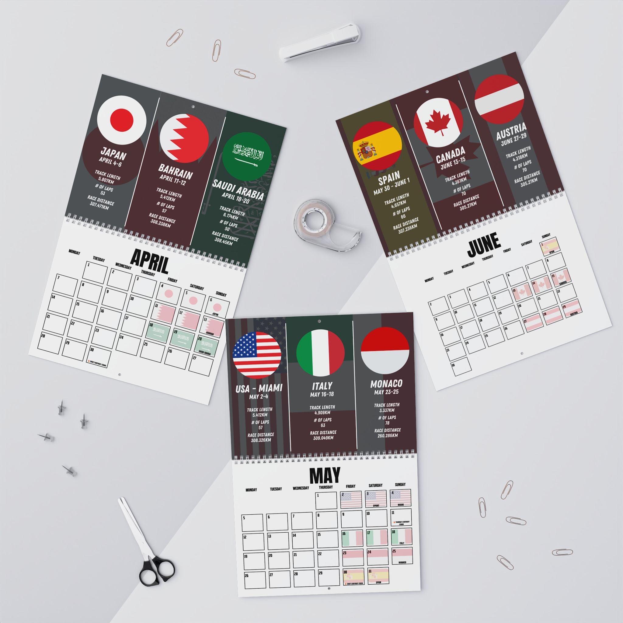 Formula Fanatics 2025 Race Schedule Wall Calendars