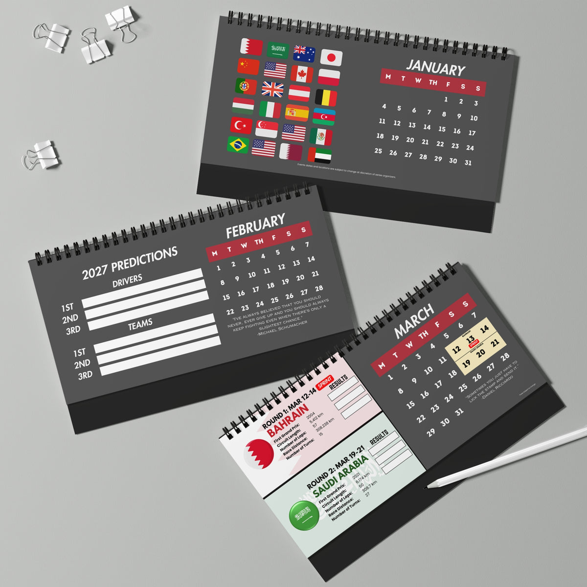 2027 Formula Fanatics Desktop Race Calendar - UK