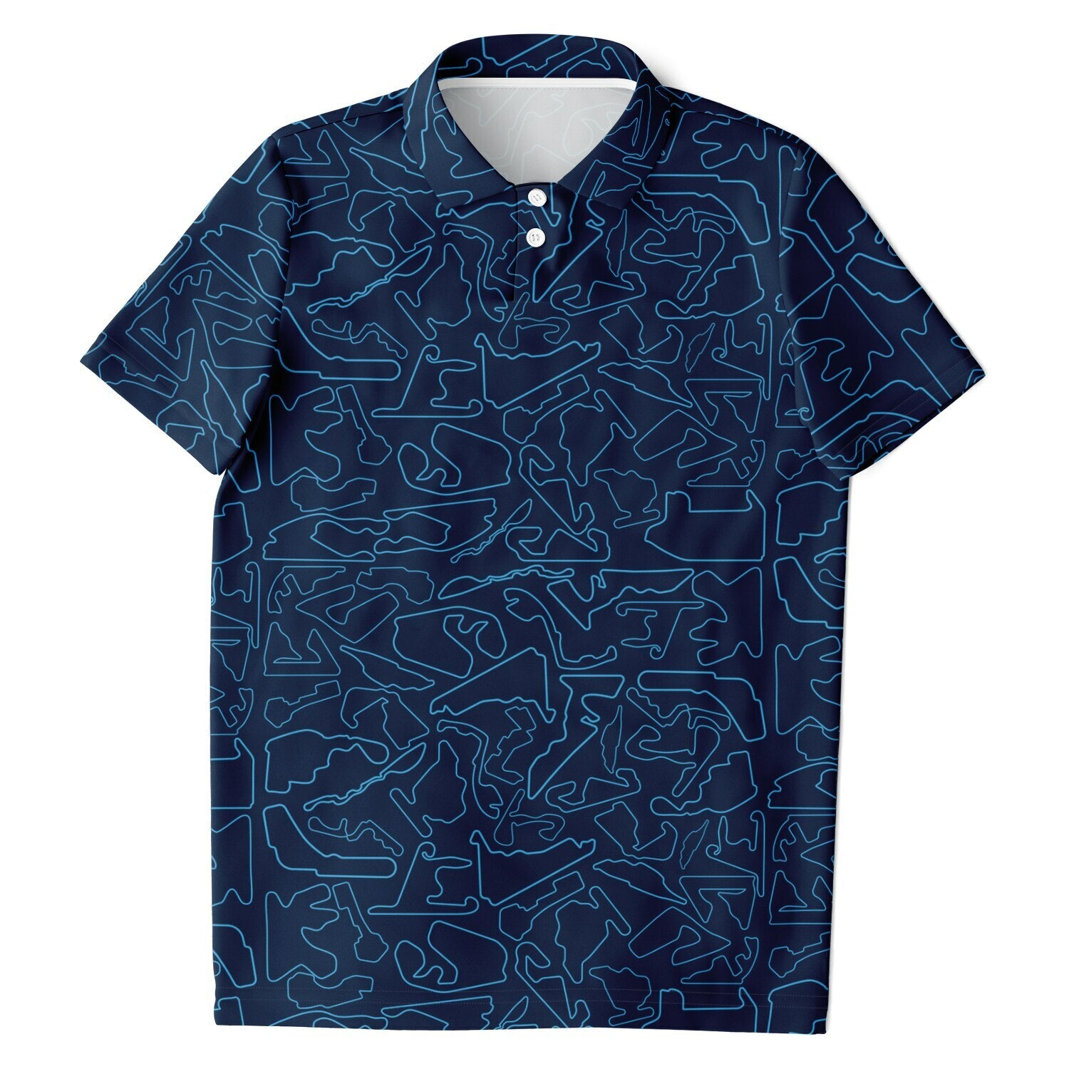 Track Outlines Blue & Navy Kids Polo Shirt