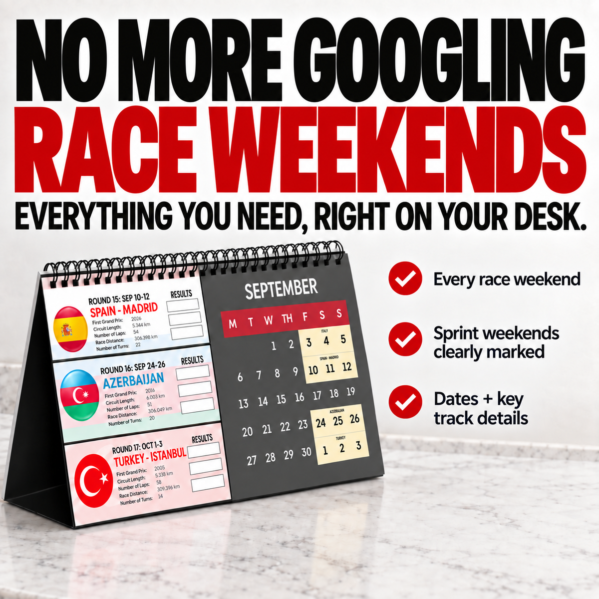 2027 Formula Fanatics Desktop Race Calendar - UK