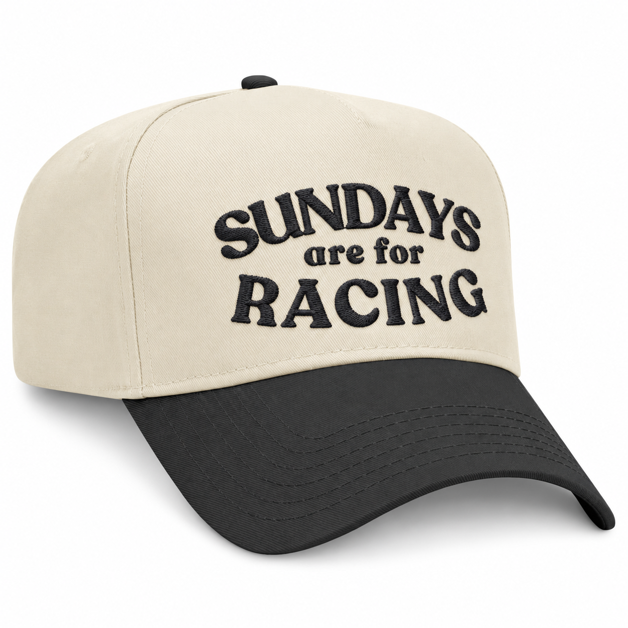 Sundays Are For Racing Embroidered Snapback - Black/Natural