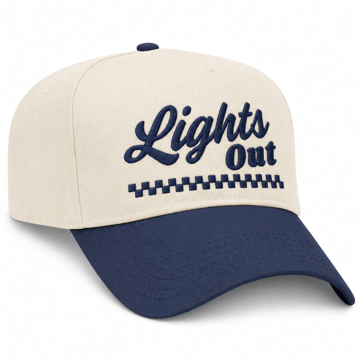 Lights Out Embroidered Snapback - Navy