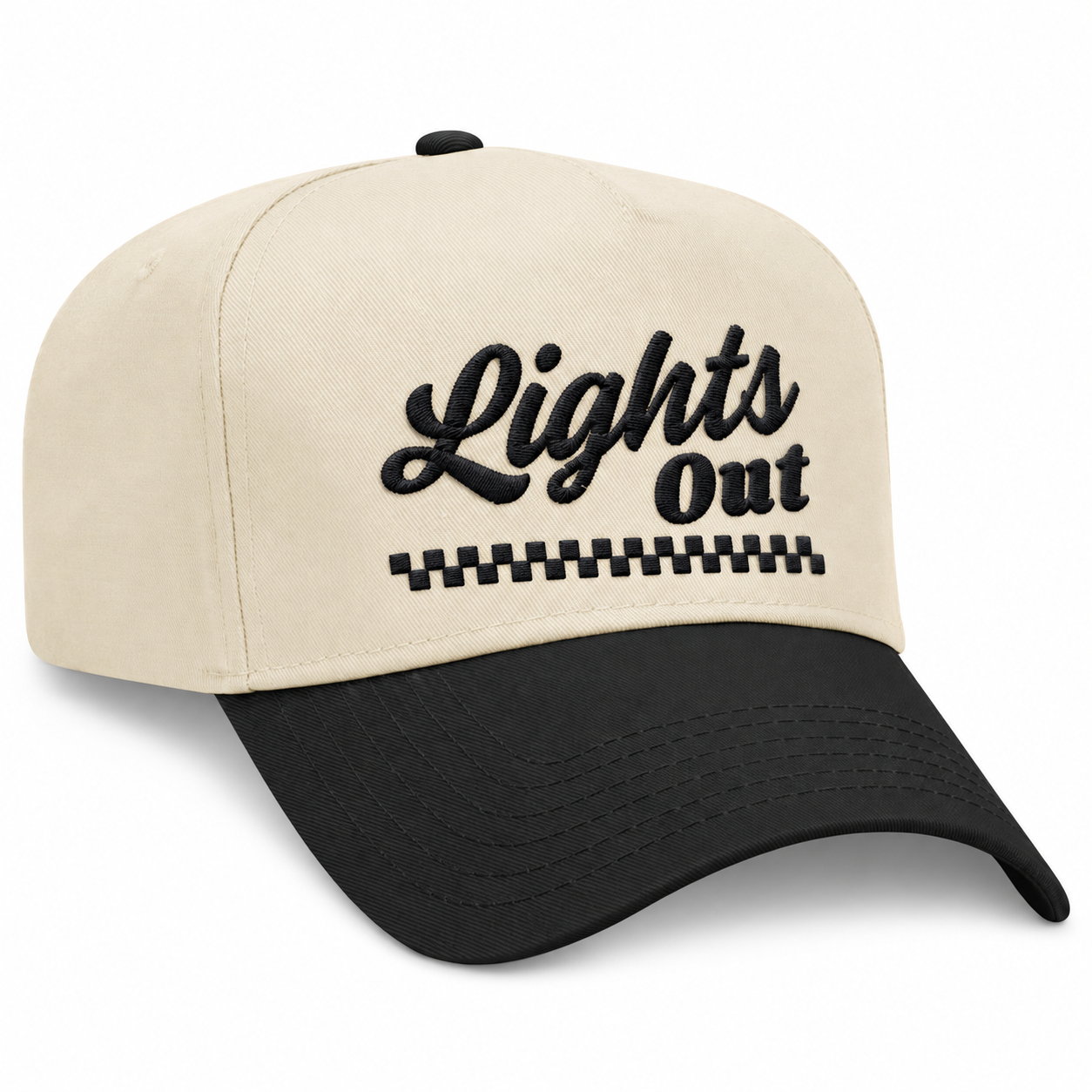 Lights Out Embroidered Snapback - Natural/Black