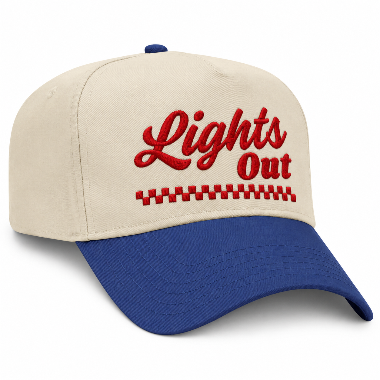 Lights Out Embroidered Snapback - Red/Royal