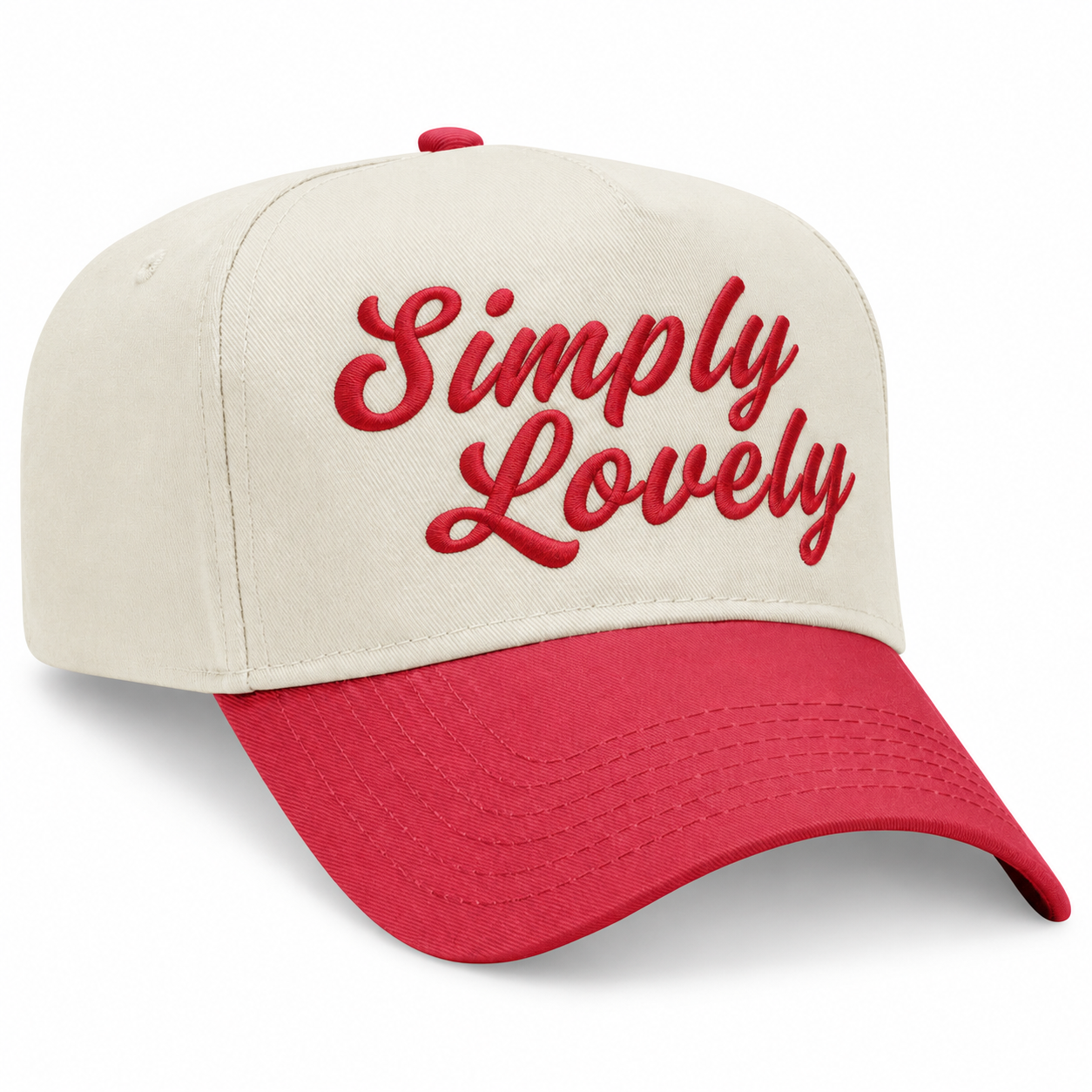 Simply Lovely Script Embroidered Snapback Hat - Red