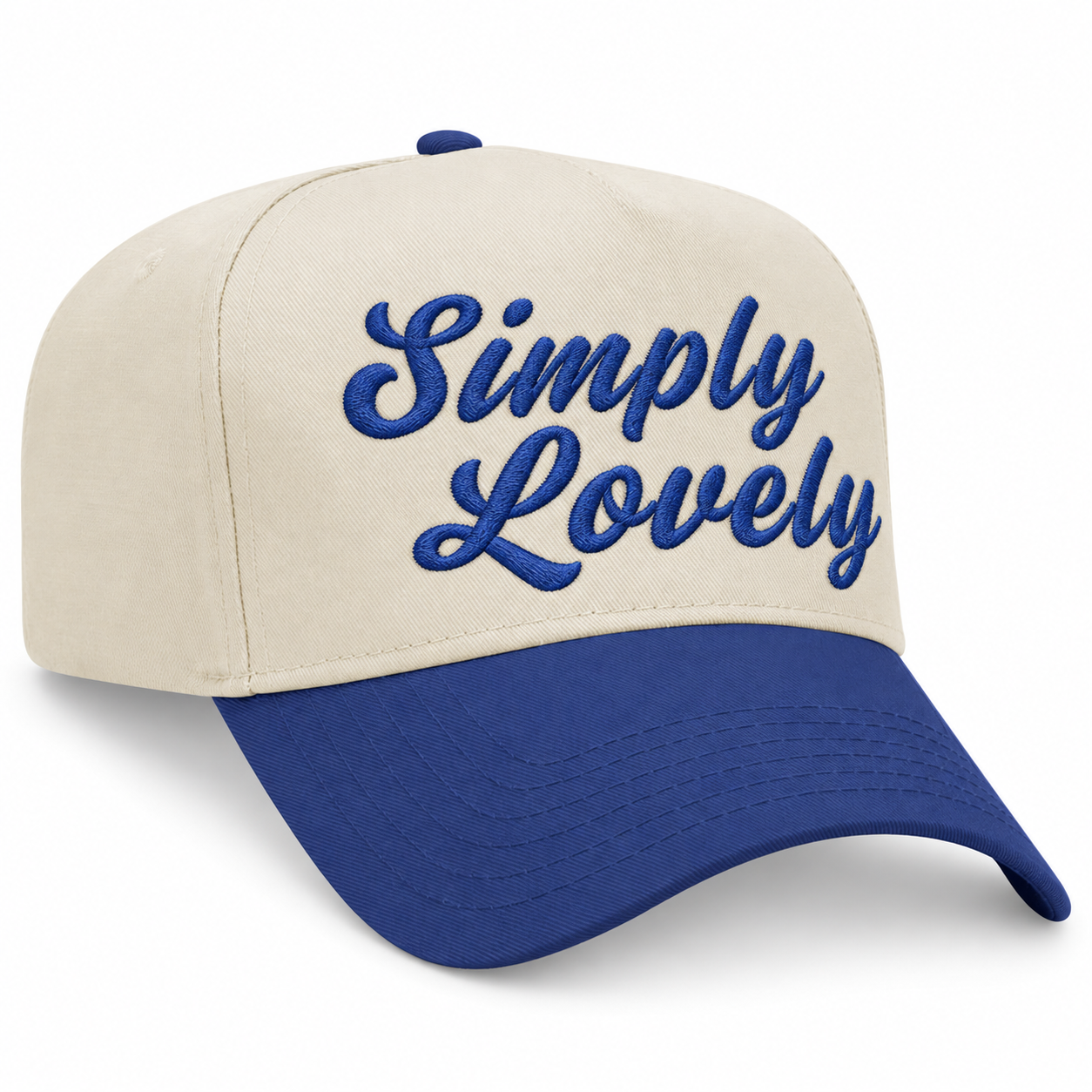 Simply Lovely Script Embroidered Snapback Hat - Royal Blue