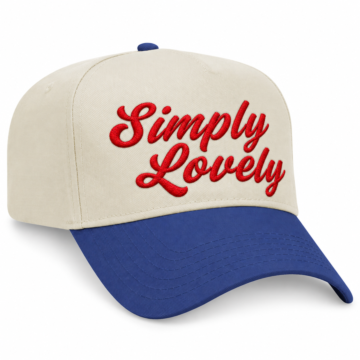 Simply Lovely Script Embroidered Snapback - Red/Navy