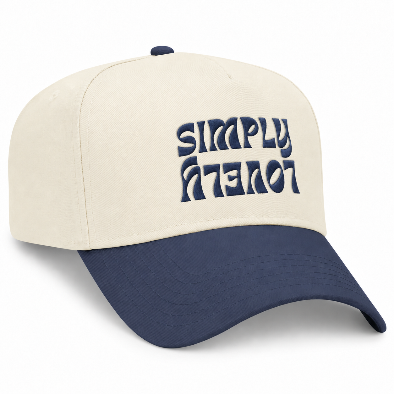 Simply Lovely Flipped Embroidered Snapback Hat - Navy