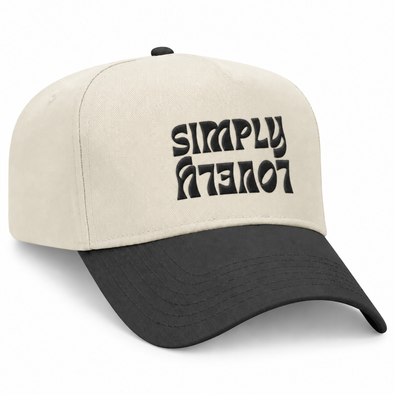 Simply Lovely Flipped Embroidered Snapback Hat - Natural/Black