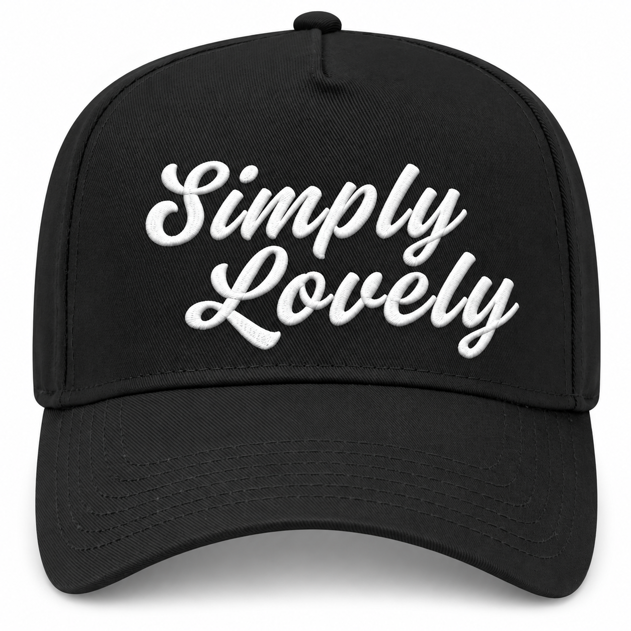 Simply Lovely Script Embroidered Snapback Hat - Black