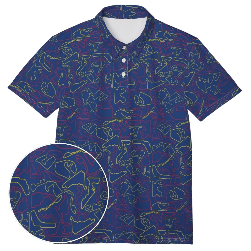 Tracks & Tees Polo Shirt | Blue, Red & Yellow