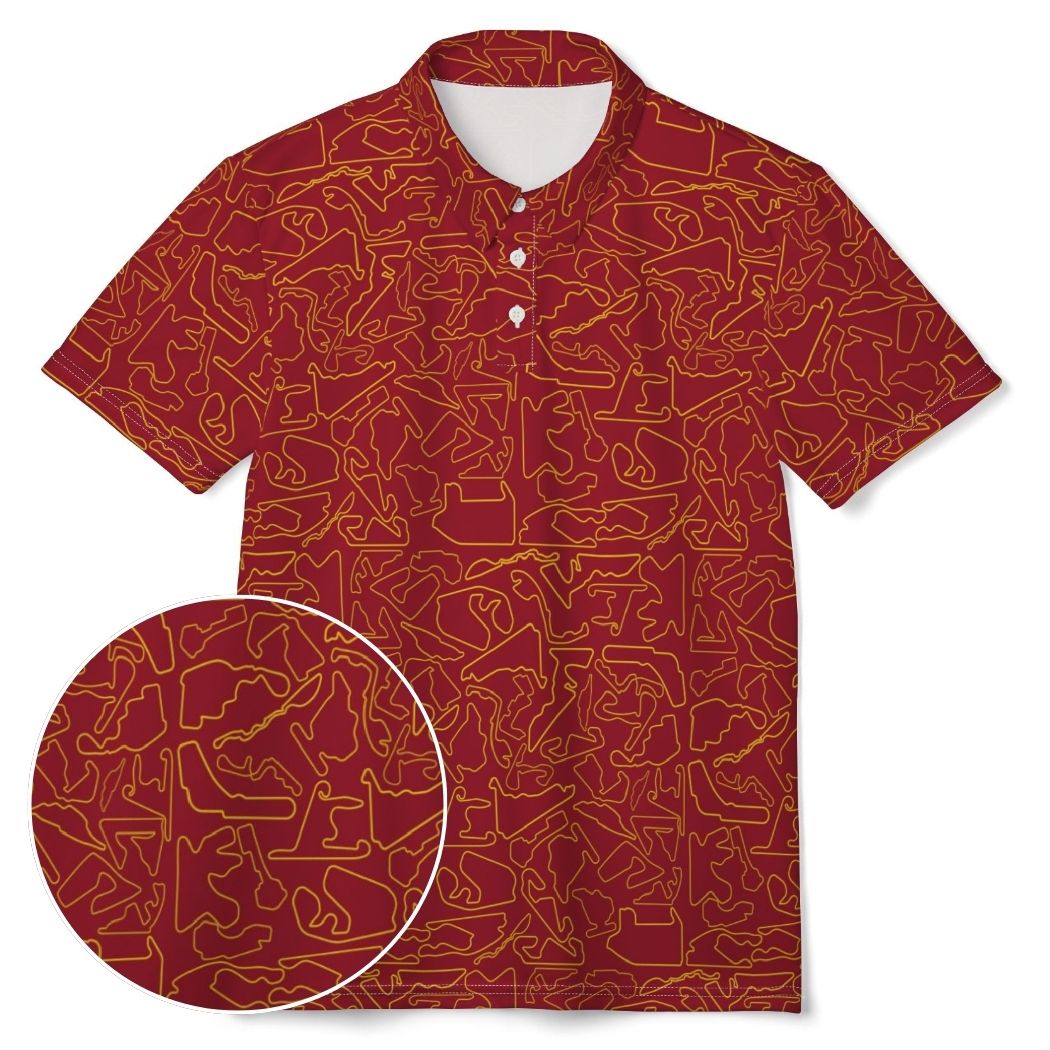 Tracks & Tees Polo Shirt | Gold & Red